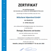 Zertifikat Alpenland Sustainability
