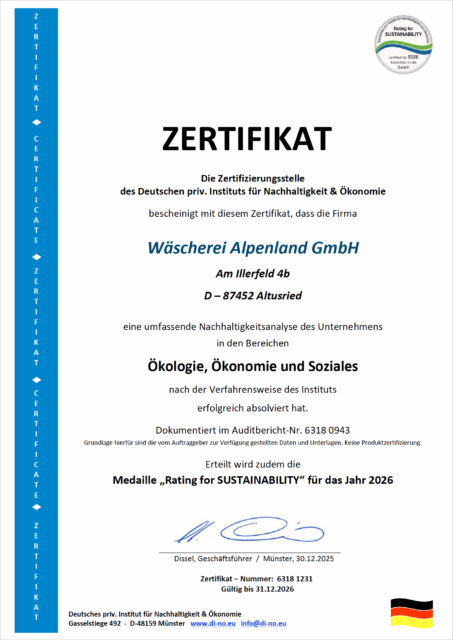 Zertifikat Alpenland Sustainability